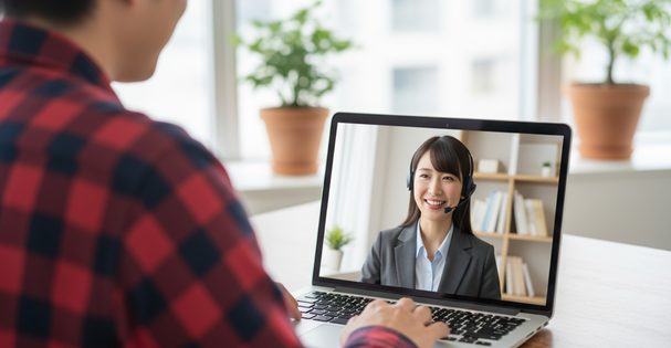オンラインで専門職と面談する様子